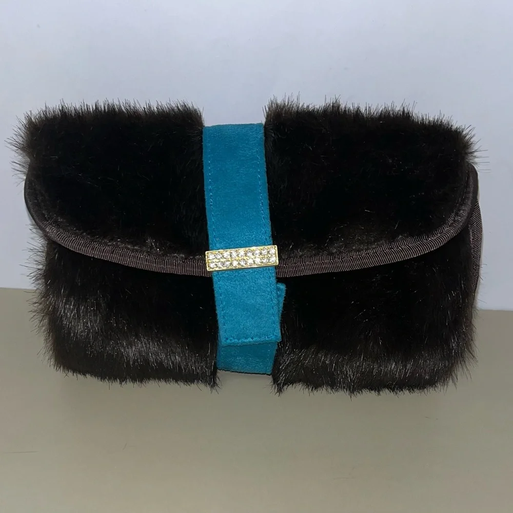 Stephanie Johnson Faux Fur Roll Up Cosmetic or Jewelry Bag
